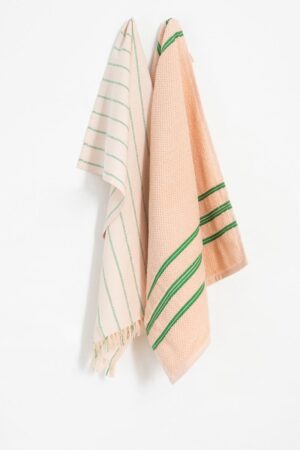 Sissy-Boy Roze gestreepte theedoek en handdoek terry