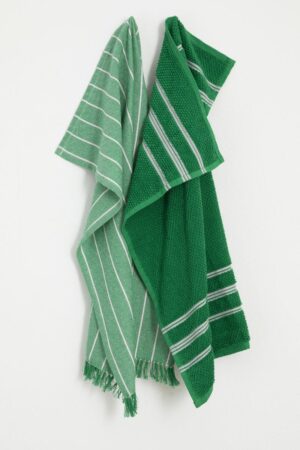 Sissy-Boy Groene gestreepte handdoek en theedoek terry