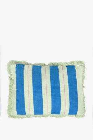 Sissy-Boy Blauw gestreept kussen met franjes
