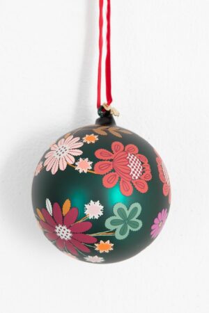Sissy-Boy Kerstbal donkergroen met bloemen
