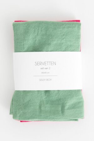 Sissy-Boy Set van 2 servetten groen en roze