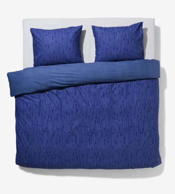 hema dekbedovertrek katoen streep blauw