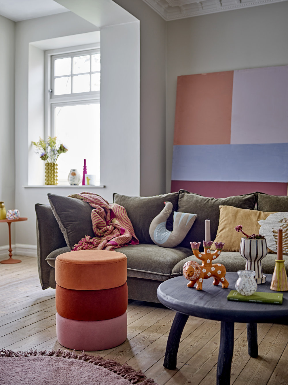bloomingville kleurrijke woonkamer